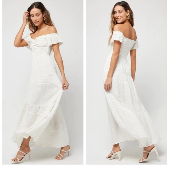 L*Space Lucia Coverup Beach Maxi Dress Cream - Picture 2 of 3